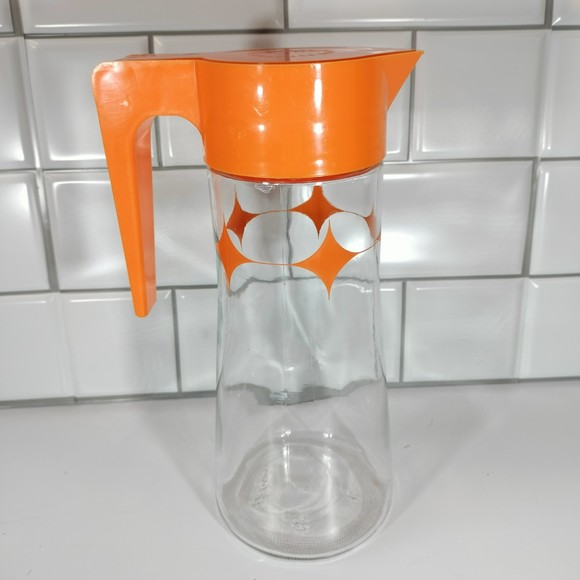 Anchor Hocking Kitchen Vintage Anchor Hocking L427 Quart Glass Juice Pitcher With Flip Lid